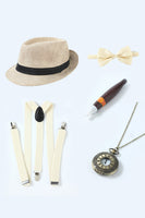 Load image into Gallery viewer, White 1920s Accessories Set for Men