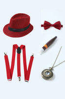 Load image into Gallery viewer, Red 1920s Accessories Set for Men
