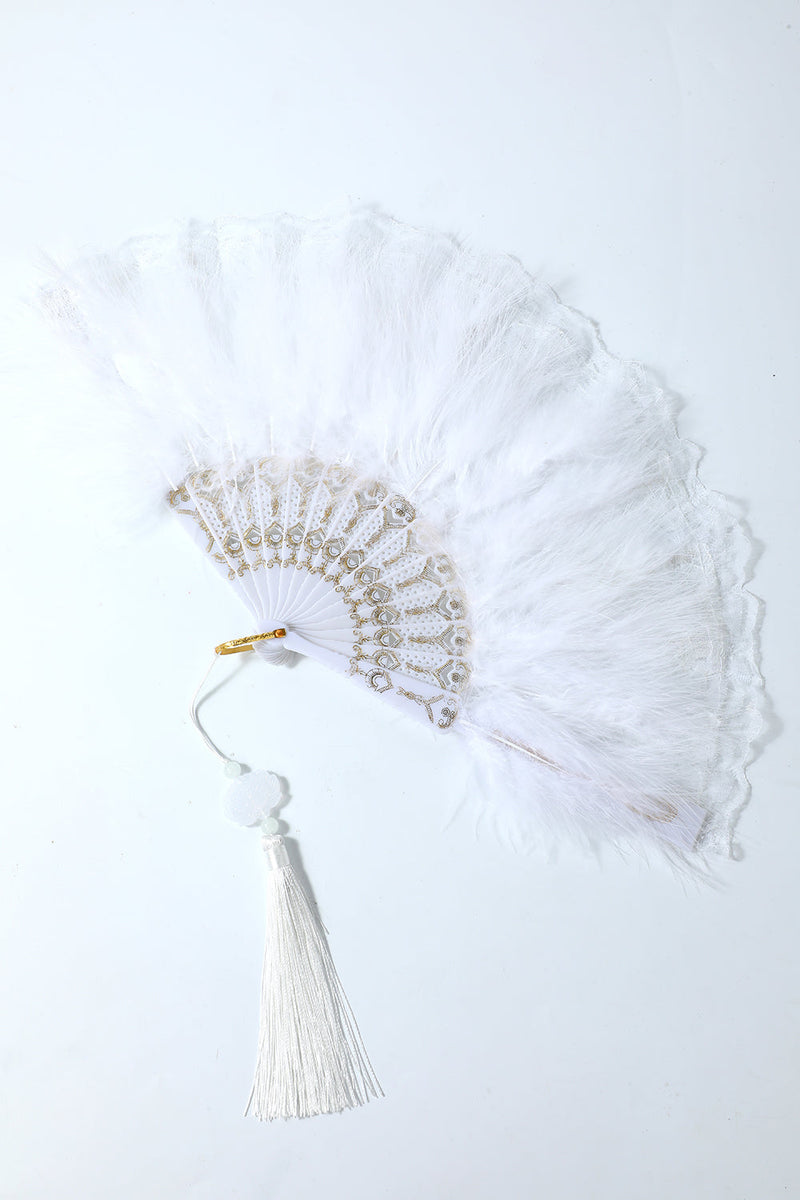 Load image into Gallery viewer, 1920s Feather Lace Fan