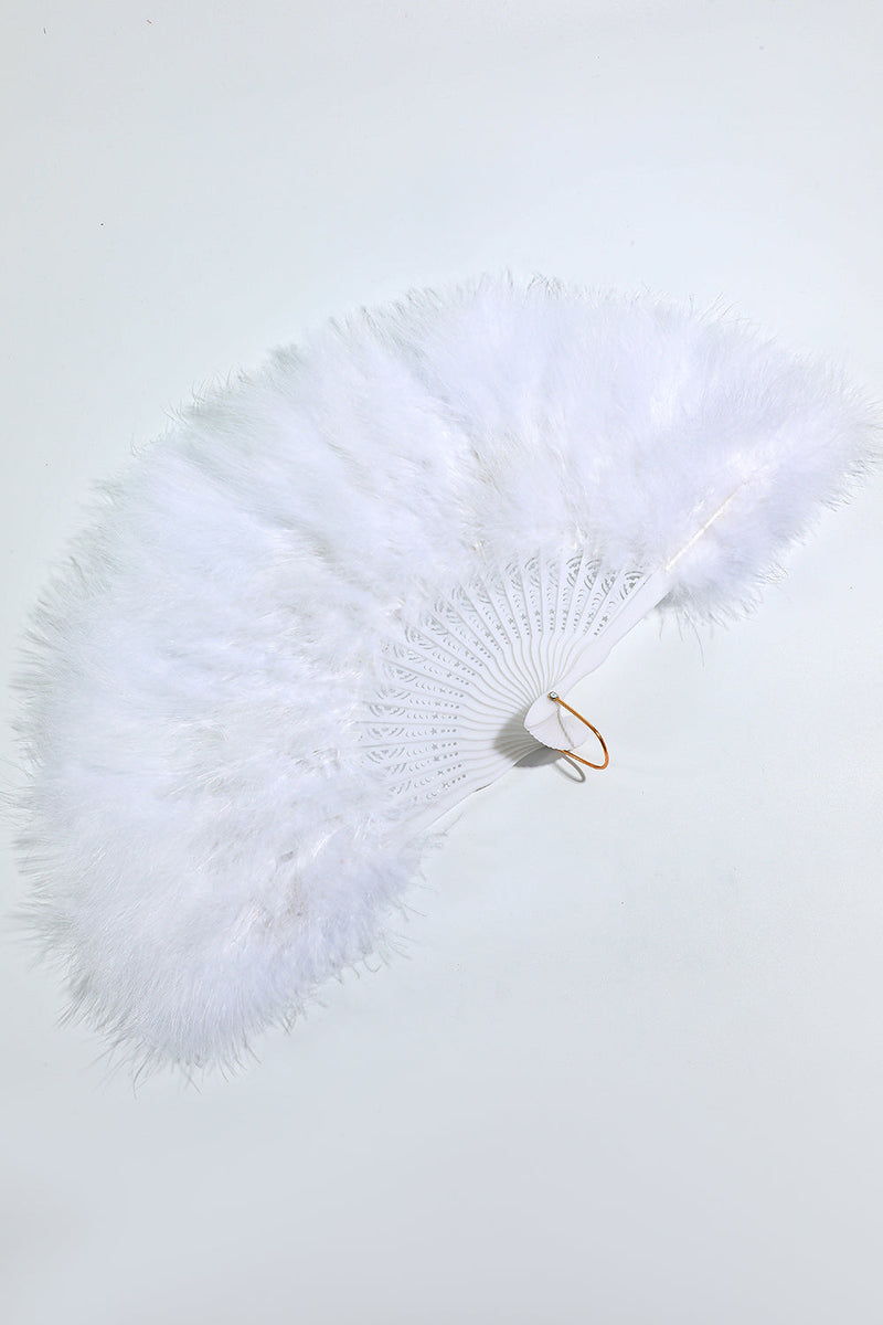 Load image into Gallery viewer, Gatsby Black Feather Folding Fan