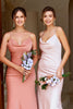 Load image into Gallery viewer, Sheath Spaghetti Straps Blush Bridesmaid Dress