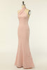 Load image into Gallery viewer, Mermaid Halter Blush Long Bridesmaid Dress with Backless