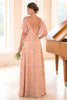 Load image into Gallery viewer, Floral Print Orange Bridesmaid Dress