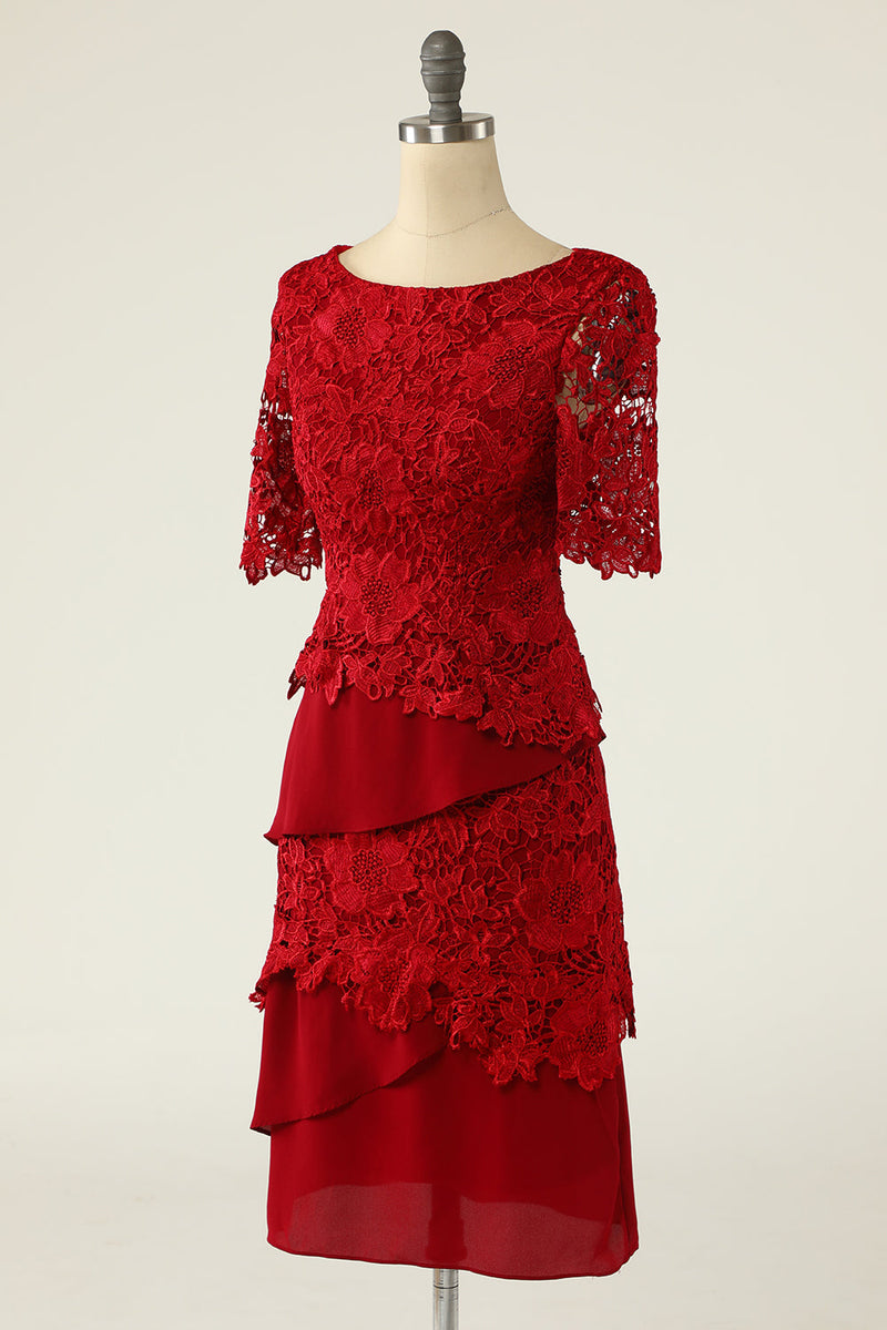 Load image into Gallery viewer, Dark Red Two Piece Mother of the Bride Dress with Lace