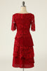 Load image into Gallery viewer, Dark Red Two Piece Mother of the Bride Dress with Lace