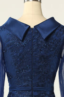 Load image into Gallery viewer, Navy Long Sleeves Bodycon Mother Dress