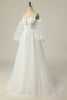 Load image into Gallery viewer, A Line Off the Shoulder Ivory Bridal Dress with Long Sleeves