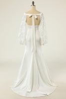 Load image into Gallery viewer, White Mermaid Long Sleeves Wedding Dress