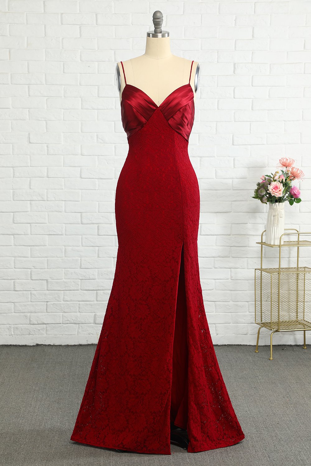 Lace Dark Red Bridesmaid Dress