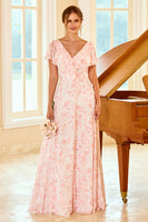 Load image into Gallery viewer, Blush Flower Print Bridesmaid Dress