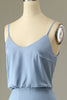 Load image into Gallery viewer, Spaghetti Straps Grey Blue Long Bridesmaid Dress