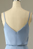 Load image into Gallery viewer, Spaghetti Straps Grey Blue Long Bridesmaid Dress