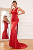 Load image into Gallery viewer, Mermaid V Neck Rust Red Long Bridesmaid Dress