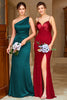 Load image into Gallery viewer, Mermaid One Shoulder Dark Green Long Bridesmaid Dress