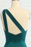 Load image into Gallery viewer, Mermaid One Shoulder Dark Green Long Bridesmaid Dress