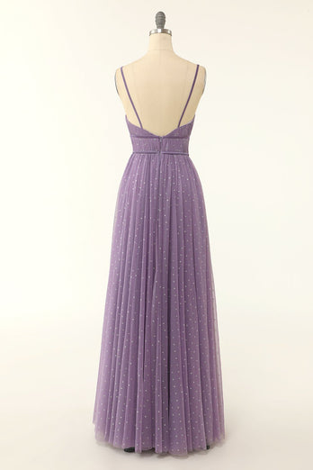 A Line Spaghetti Straps Bridesmaid Dress with Ruffles