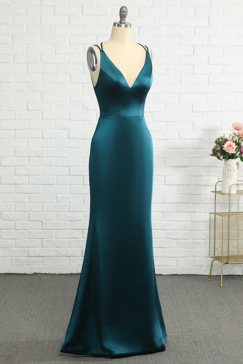 Load image into Gallery viewer, Blue Mermaid Backless Long Prom Dress