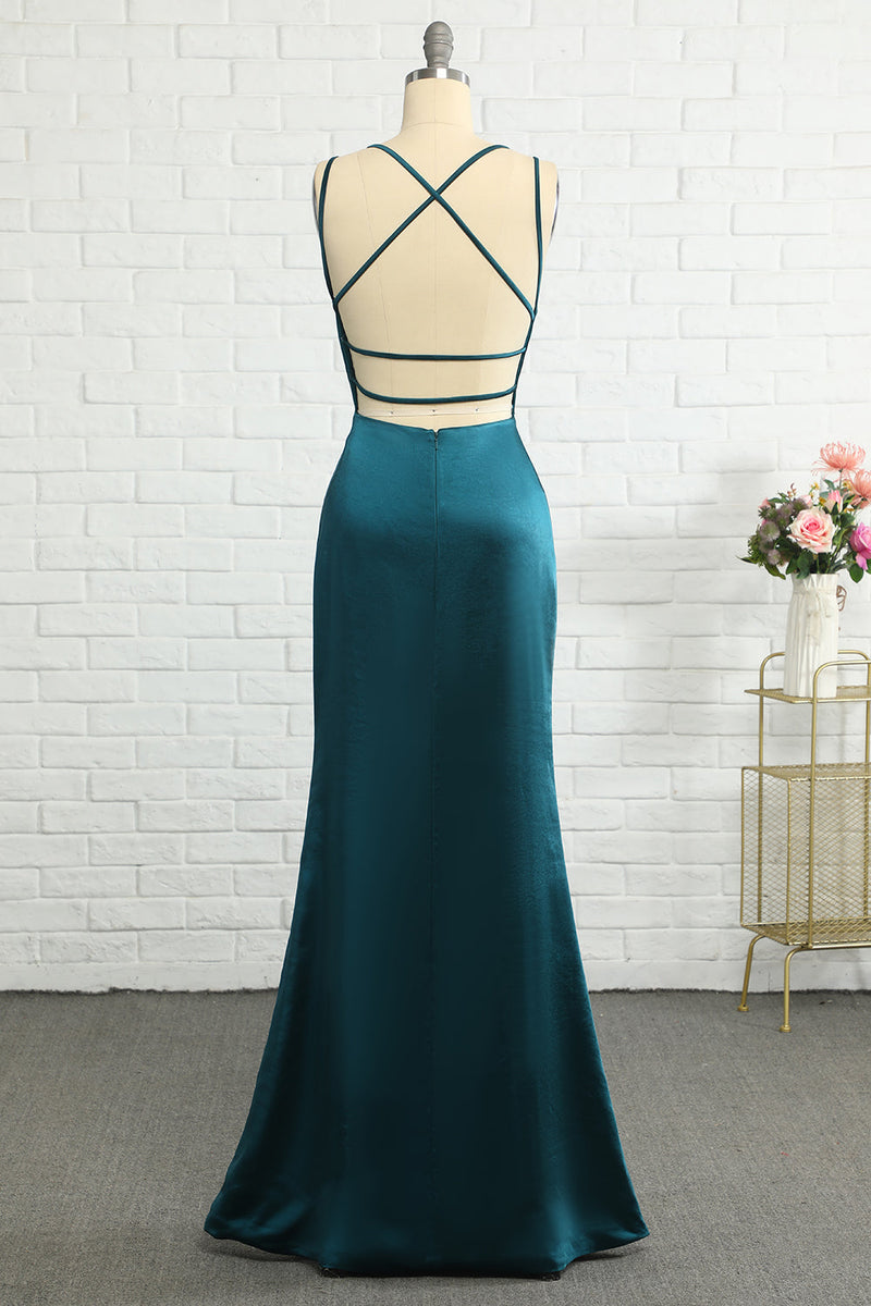 Load image into Gallery viewer, Blue Mermaid Backless Long Prom Dress