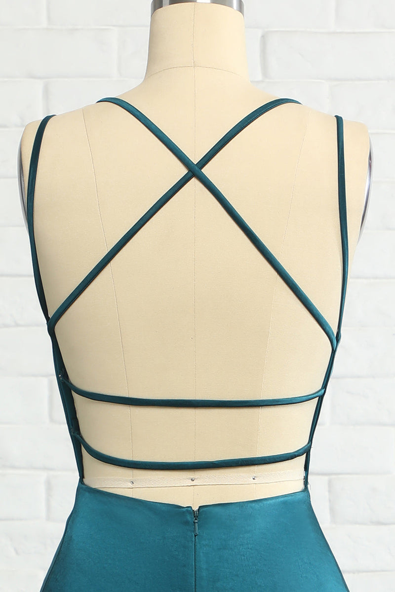 Load image into Gallery viewer, Blue Mermaid Backless Long Prom Dress