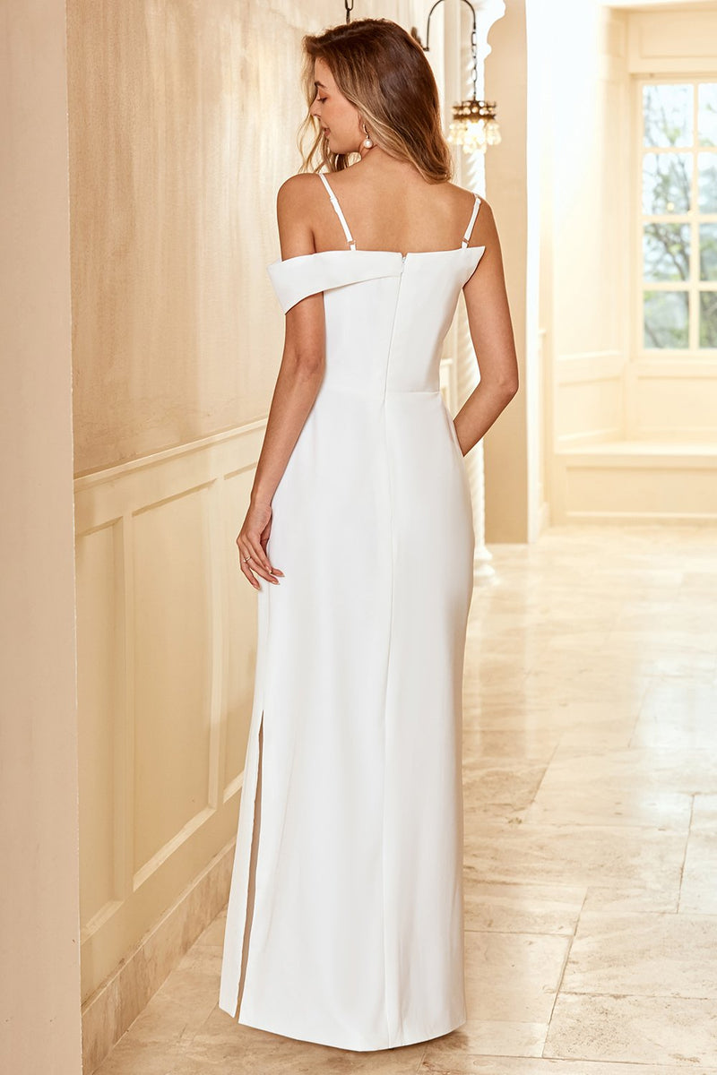 Load image into Gallery viewer, Sheath Spaghetti Straps White Long Bridesmaid Dress