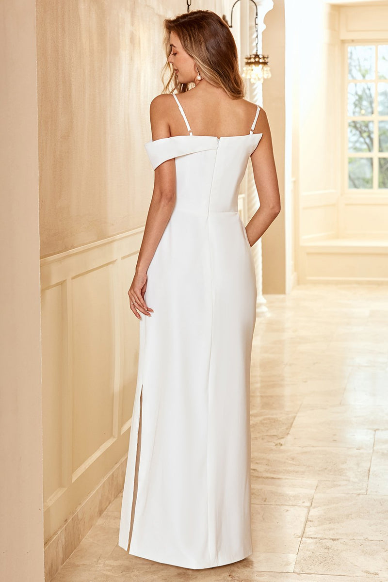 Load image into Gallery viewer, Sheath Spaghetti Straps White Long Bridesmaid Dress