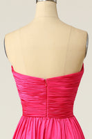 Load image into Gallery viewer, A-Line Sweetheart Fuchsia Long Prom Dress with Ruched