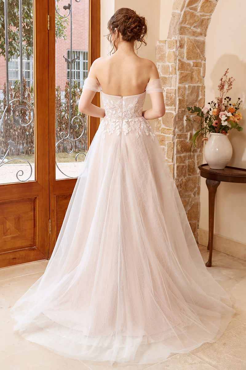 Load image into Gallery viewer, Elegant A Line Halter White Long Wedding Dress with Appliques