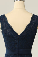 Load image into Gallery viewer, Navy Lace Sheath Mother Dress