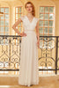 Load image into Gallery viewer, Blush V Neck Lace Bridesmaid Dress