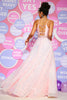 Load image into Gallery viewer, Sparkly A-Line Pink Spaghetti Straps Long Prom Dress