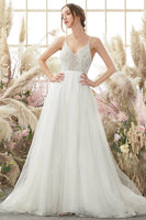 Load image into Gallery viewer, V neck Blackless Wedding Dress