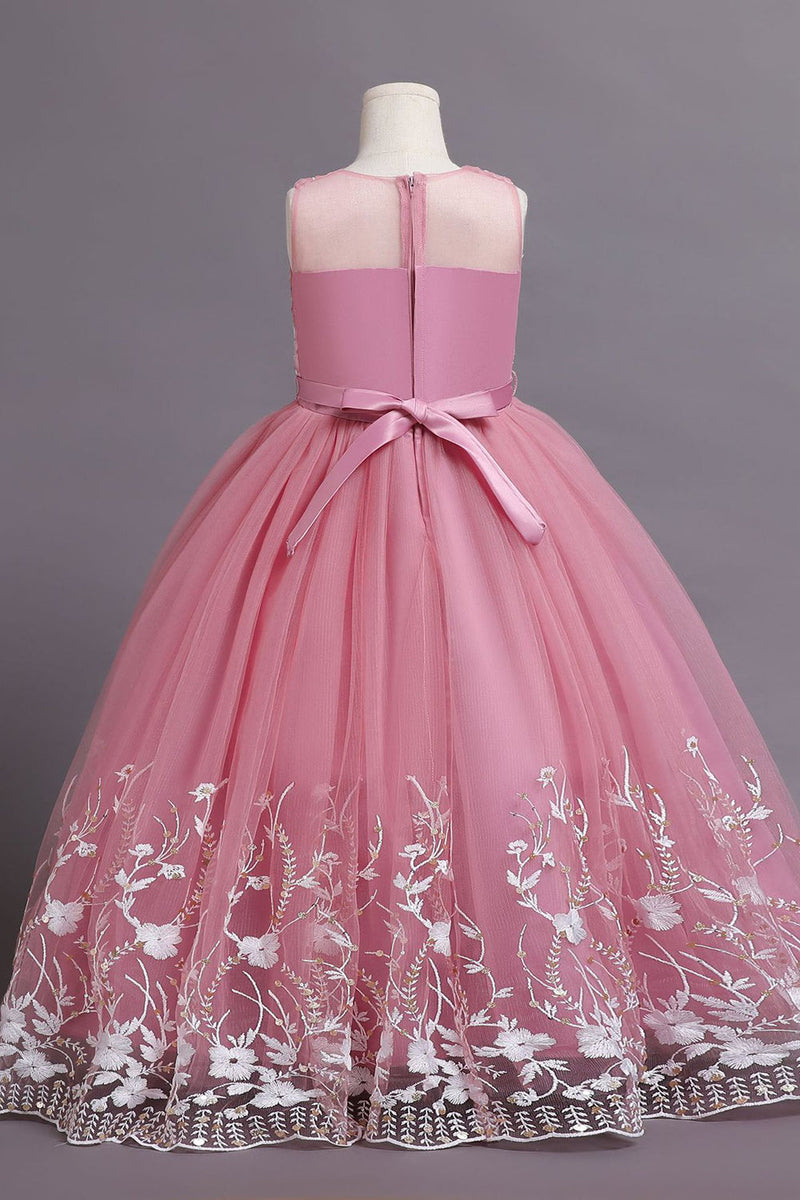 Load image into Gallery viewer, Tulle Blush Flower Girl Dress with Bowknot