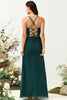 Load image into Gallery viewer, Dark Green Spaghetti Straps Wedding Guest Dress with Slit