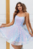 Load image into Gallery viewer, Sparkly Light Blue A-Line Sequins Short Prom Dress