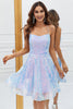 Load image into Gallery viewer, Sparkly Light Blue A-Line Sequins Short Prom Dress