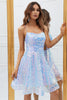 Load image into Gallery viewer, Sparkly Light Blue A-Line Sequins Short Prom Dress