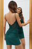 Load image into Gallery viewer, Sheath Spaghetti Straps Dark Green Homecoming Dress with Beading