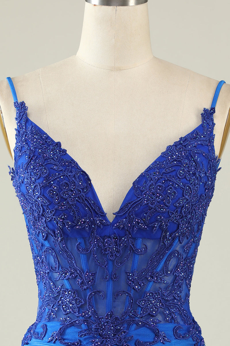Load image into Gallery viewer, Sheath Spaghetti Straps Dark Green Homecoming Dress with Beading