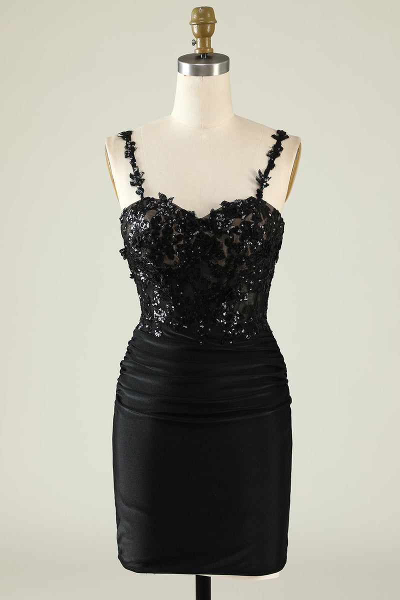 Load image into Gallery viewer, Sheath Off the Shoulder Dark Green Short Prom Dress with Appliques