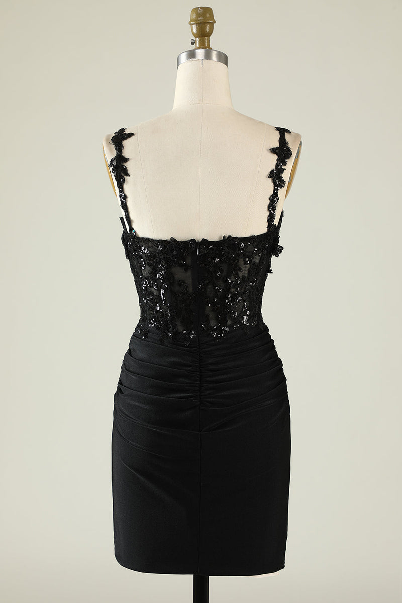 Load image into Gallery viewer, Sheath Off the Shoulder Dark Green Short Prom Dress with Appliques