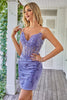 Load image into Gallery viewer, Sparkly Purple Corset Short Prom Dress with Appliques