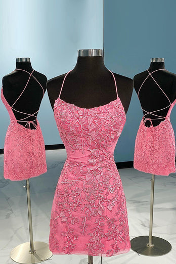 Sky Blue Short Tight Party Dress with Lace Beading