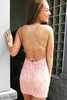 Load image into Gallery viewer, Orange Short Tight Party Dress with Lace Beading