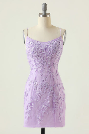 Sky Blue Short Tight Party Dress with Lace Beading