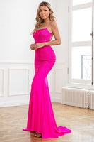 Load image into Gallery viewer, Glitter Hot Pink Mermaid Sequin Prom Dress