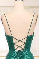 Load image into Gallery viewer, Glitter Dark Green Mermaid Long Prom Dress With Slit