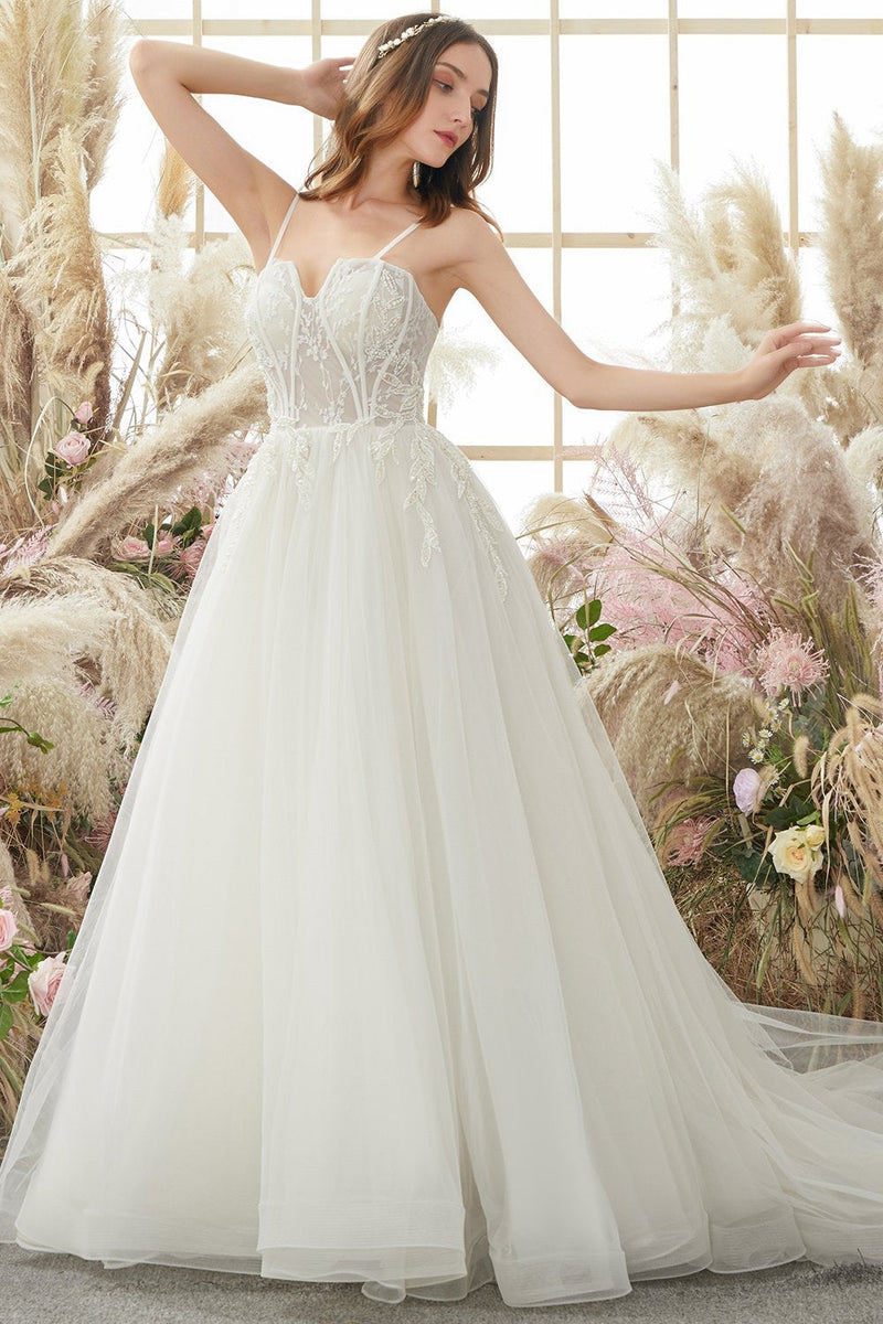 Load image into Gallery viewer, Ivory Spaghetti Straps Wedding Dress