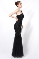 Load image into Gallery viewer, Mermaid One Shoulder Prom Dress with Appliques