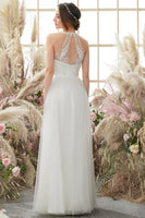 Load image into Gallery viewer, White Halter Neck Wedding Dress