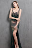 Load image into Gallery viewer, Gold Mermaid Sequin V Neck Prom Dress